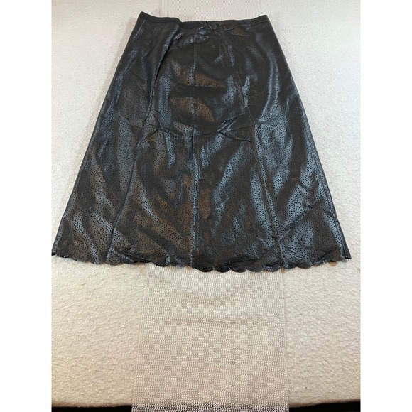 Premise Studio Dresses & Skirts - Premise Studio Black Mesh Laser Cut Scalloped Midi Skirt Size 10 NWT